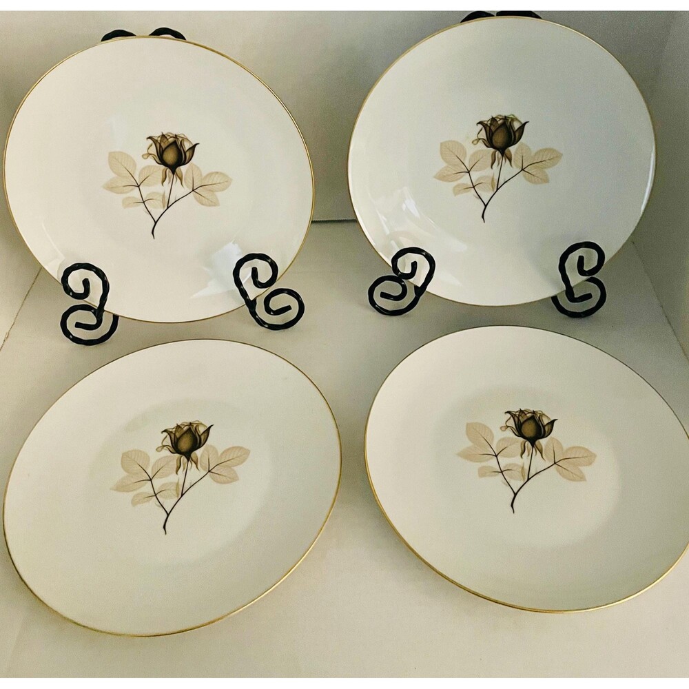 4 Vintage 1950’s Rosenthal Shadow Rose pattern mid-century modern